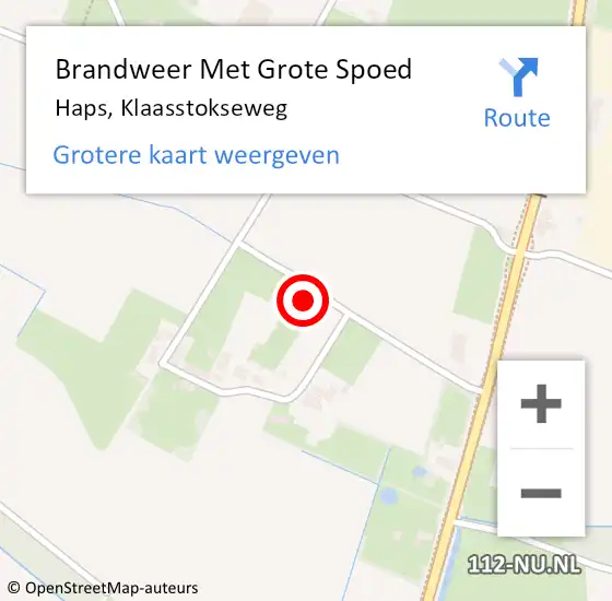 Locatie op kaart van de 112 melding: Brandweer Met Grote Spoed Naar Haps, Klaasstokseweg op 21 januari 2024 15:36