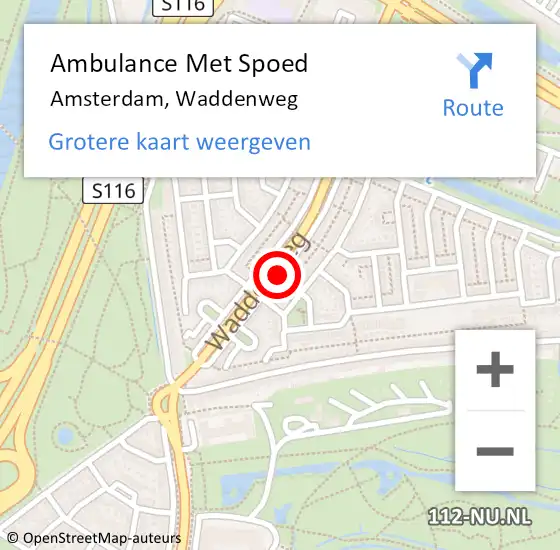 Locatie op kaart van de 112 melding: Ambulance Met Spoed Naar Amsterdam, Waddenweg op 21 januari 2024 15:44