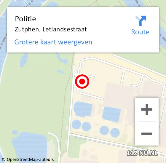 Locatie op kaart van de 112 melding: Politie Zutphen, Letlandsestraat op 21 januari 2024 15:58