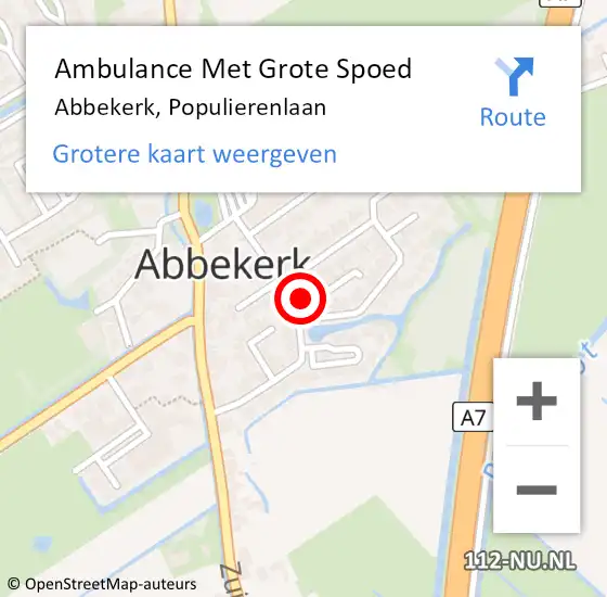 Locatie op kaart van de 112 melding: Ambulance Met Grote Spoed Naar Abbekerk, Populierenlaan op 22 september 2014 23:40