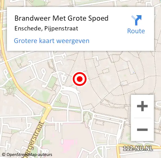 Locatie op kaart van de 112 melding: Brandweer Met Grote Spoed Naar Enschede, Pijpenstraat op 21 januari 2024 16:22