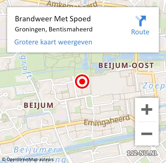 Locatie op kaart van de 112 melding: Brandweer Met Spoed Naar Groningen, Bentismaheerd op 21 januari 2024 16:41