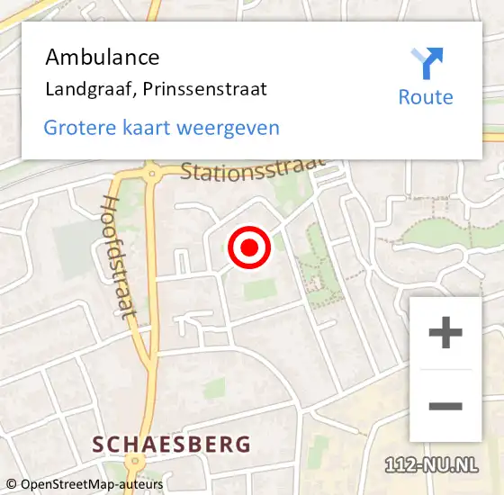 Locatie op kaart van de 112 melding: Ambulance Landgraaf, Prinssenstraat op 23 september 2014 00:04