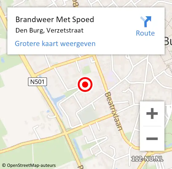 Locatie op kaart van de 112 melding: Brandweer Met Spoed Naar Den Burg, Verzetstraat op 21 januari 2024 17:58