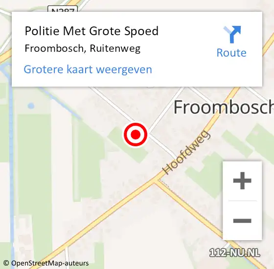 Locatie op kaart van de 112 melding: Politie Met Grote Spoed Naar Froombosch, Ruitenweg op 21 januari 2024 18:03