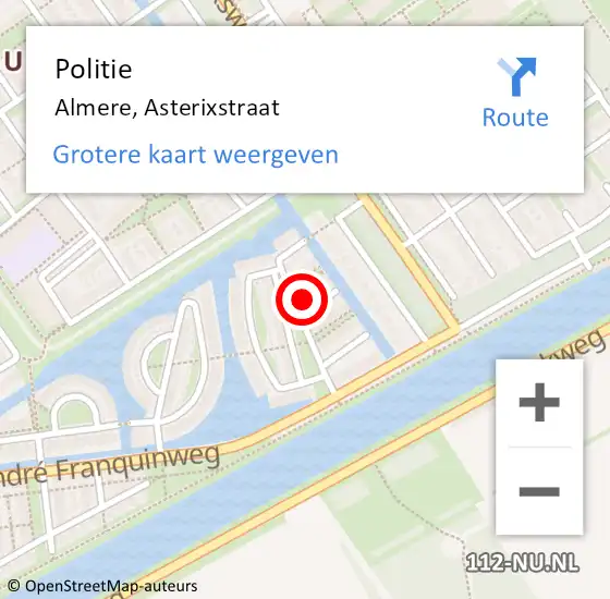 Locatie op kaart van de 112 melding: Politie Almere, Asterixstraat op 21 januari 2024 18:05