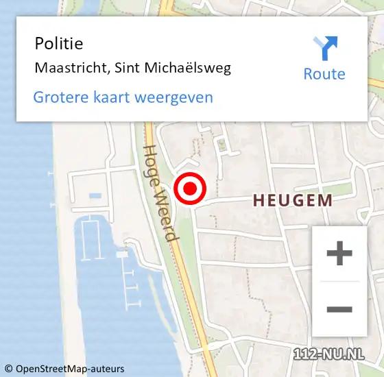 Locatie op kaart van de 112 melding: Politie Maastricht, Sint Michaëlsweg op 21 januari 2024 18:09