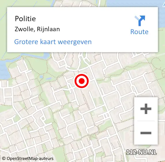 Locatie op kaart van de 112 melding: Politie Zwolle, Rijnlaan op 21 januari 2024 18:29