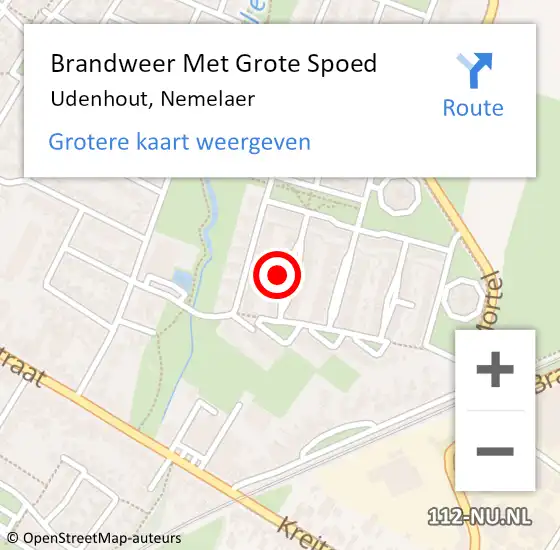 Locatie op kaart van de 112 melding: Brandweer Met Grote Spoed Naar Udenhout, Nemelaer op 21 januari 2024 19:33
