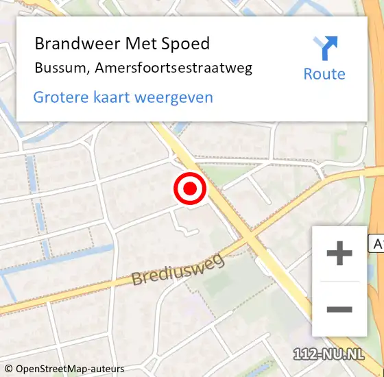 Locatie op kaart van de 112 melding: Brandweer Met Spoed Naar Bussum, Amersfoortsestraatweg op 21 januari 2024 20:41