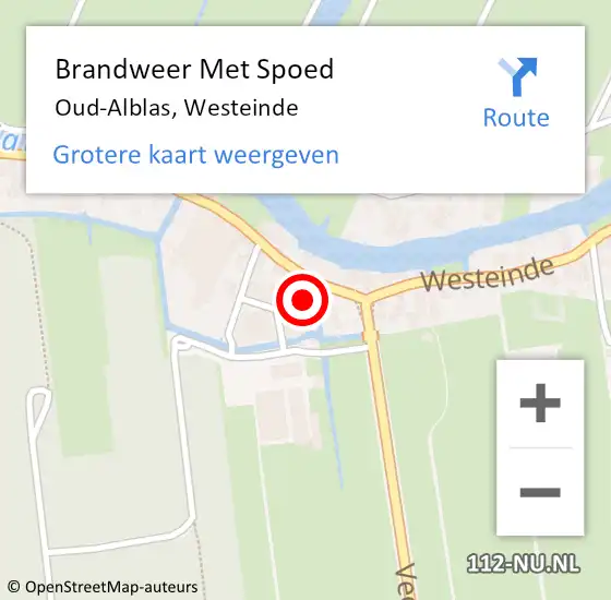 Locatie op kaart van de 112 melding: Brandweer Met Spoed Naar Oud-Alblas, Westeinde op 21 januari 2024 20:58
