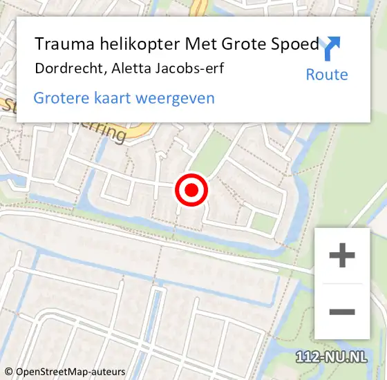 Locatie op kaart van de 112 melding: Trauma helikopter Met Grote Spoed Naar Dordrecht, Aletta Jacobs-erf op 21 januari 2024 21:05