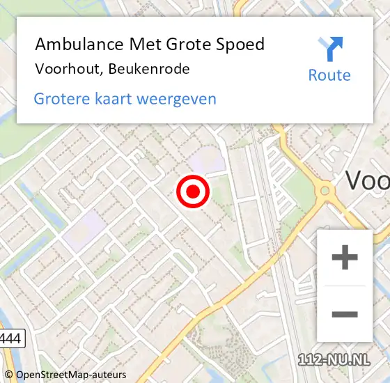 Locatie op kaart van de 112 melding: Ambulance Met Grote Spoed Naar Voorhout, Beukenrode op 21 januari 2024 21:21
