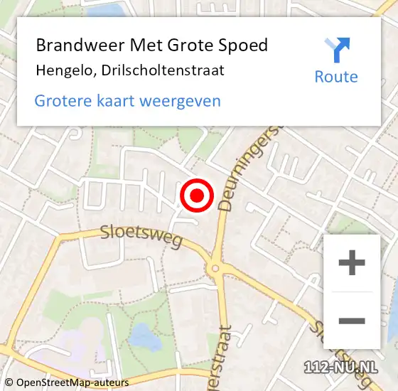 Locatie op kaart van de 112 melding: Brandweer Met Grote Spoed Naar Hengelo, Drilscholtenstraat op 21 januari 2024 21:28