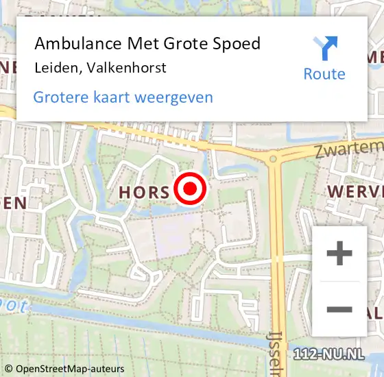 Locatie op kaart van de 112 melding: Ambulance Met Grote Spoed Naar Leiden, Valkenhorst op 21 januari 2024 22:30