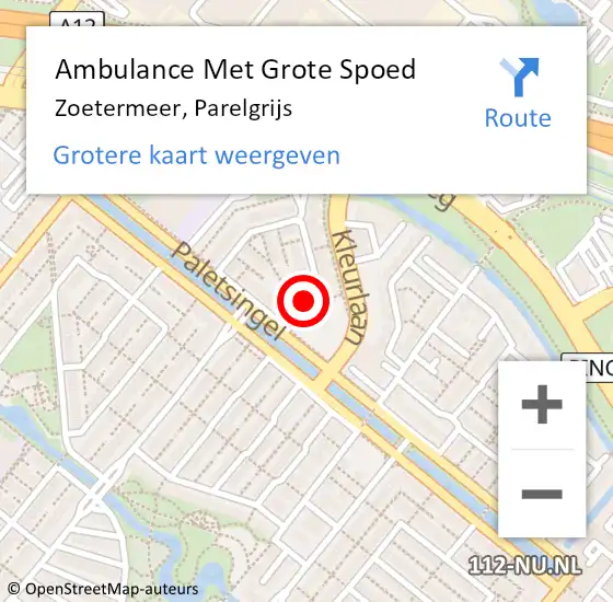 Locatie op kaart van de 112 melding: Ambulance Met Grote Spoed Naar Zoetermeer, Parelgrijs op 21 januari 2024 22:48