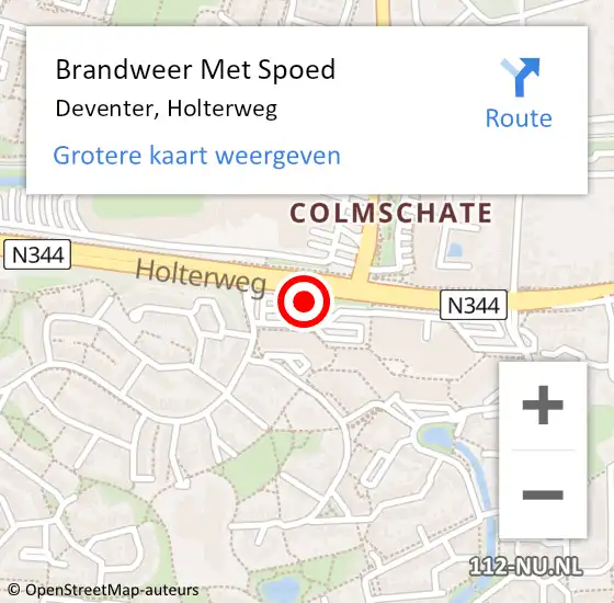 Locatie op kaart van de 112 melding: Brandweer Met Spoed Naar Deventer, Holterweg op 21 januari 2024 22:52