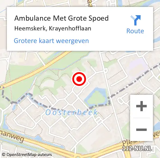 Locatie op kaart van de 112 melding: Ambulance Met Grote Spoed Naar Heemskerk, Krayenhofflaan op 21 januari 2024 22:53