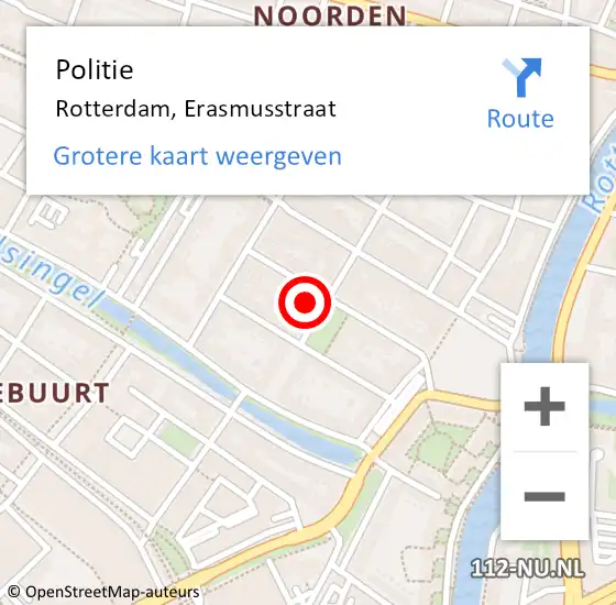 Locatie op kaart van de 112 melding: Politie Rotterdam, Erasmusstraat op 21 januari 2024 23:07