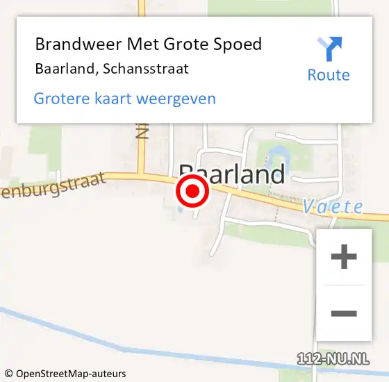 Locatie op kaart van de 112 melding: Brandweer Met Grote Spoed Naar Baarland, Schansstraat op 21 januari 2024 23:09