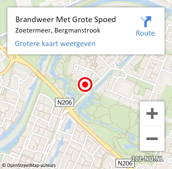 Locatie op kaart van de 112 melding: Brandweer Met Grote Spoed Naar Zoetermeer, Bergmanstrook op 21 januari 2024 23:37