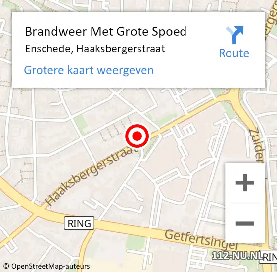 Locatie op kaart van de 112 melding: Brandweer Met Grote Spoed Naar Enschede, Haaksbergerstraat op 22 januari 2024 00:21