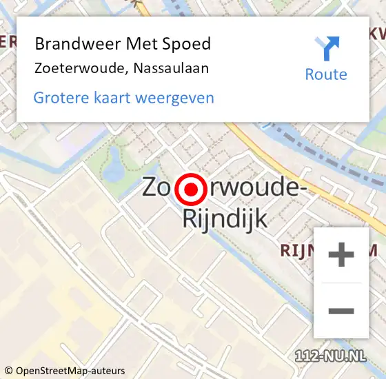 Locatie op kaart van de 112 melding: Brandweer Met Spoed Naar Zoeterwoude, Nassaulaan op 22 januari 2024 00:52