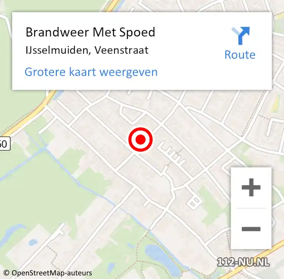 Locatie op kaart van de 112 melding: Brandweer Met Spoed Naar IJsselmuiden, Veenstraat op 22 januari 2024 01:18