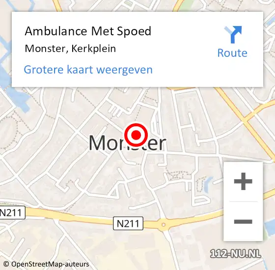 Locatie op kaart van de 112 melding: Ambulance Met Spoed Naar Monster, Kerkplein op 22 januari 2024 01:28