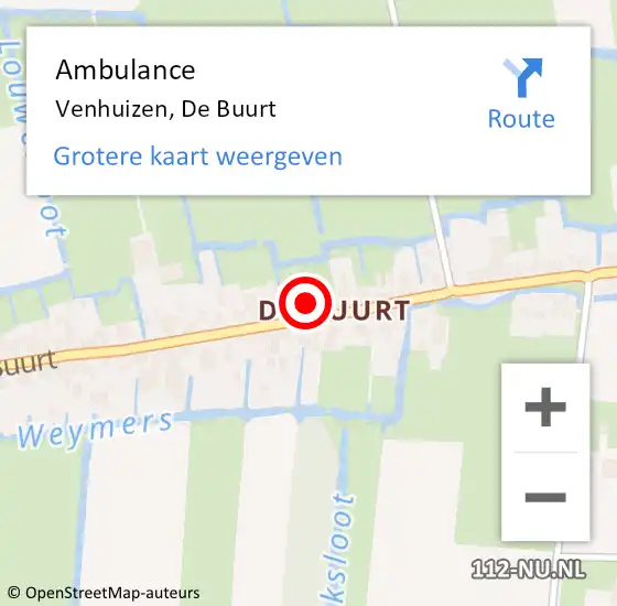 Locatie op kaart van de 112 melding: Ambulance Venhuizen, De Buurt op 22 januari 2024 01:30