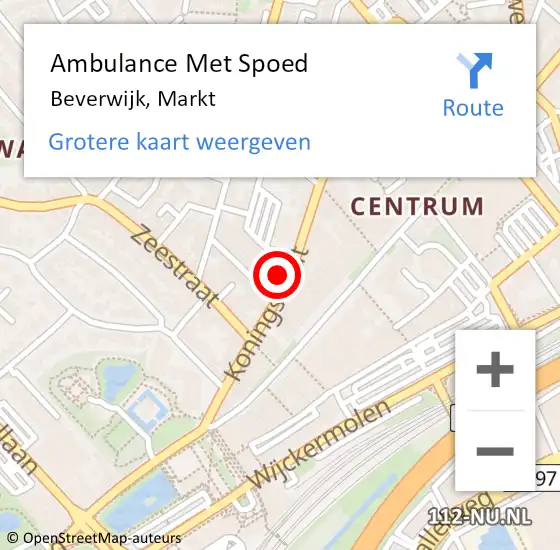Locatie op kaart van de 112 melding: Ambulance Met Spoed Naar Beverwijk, Markt op 22 januari 2024 01:53