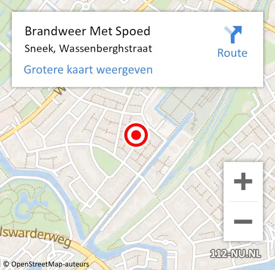 Locatie op kaart van de 112 melding: Brandweer Met Spoed Naar Sneek, Wassenberghstraat op 22 januari 2024 02:27