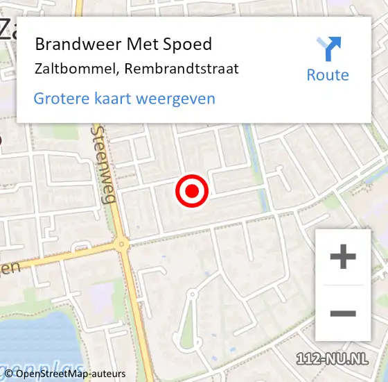 Locatie op kaart van de 112 melding: Brandweer Met Spoed Naar Zaltbommel, Rembrandtstraat op 22 januari 2024 02:34