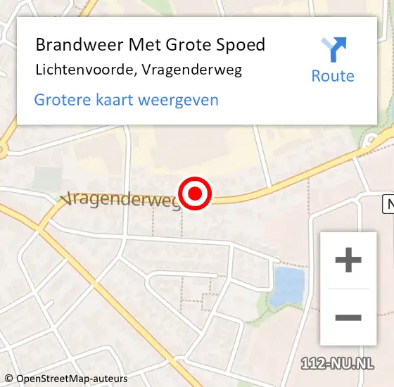 Locatie op kaart van de 112 melding: Brandweer Met Grote Spoed Naar Lichtenvoorde, Vragenderweg op 22 januari 2024 02:45