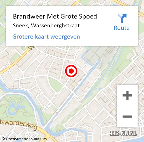 Locatie op kaart van de 112 melding: Brandweer Met Grote Spoed Naar Sneek, Wassenberghstraat op 22 januari 2024 03:00