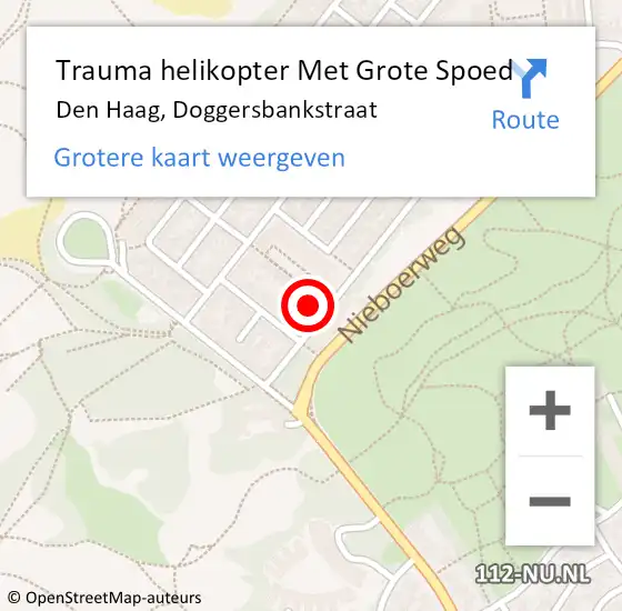 Locatie op kaart van de 112 melding: Trauma helikopter Met Grote Spoed Naar Den Haag, Doggersbankstraat op 22 januari 2024 04:40