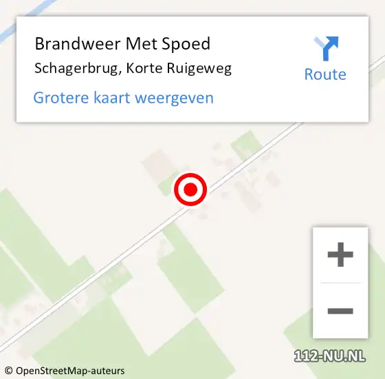 Locatie op kaart van de 112 melding: Brandweer Met Spoed Naar Schagerbrug, Korte Ruigeweg op 22 januari 2024 04:45