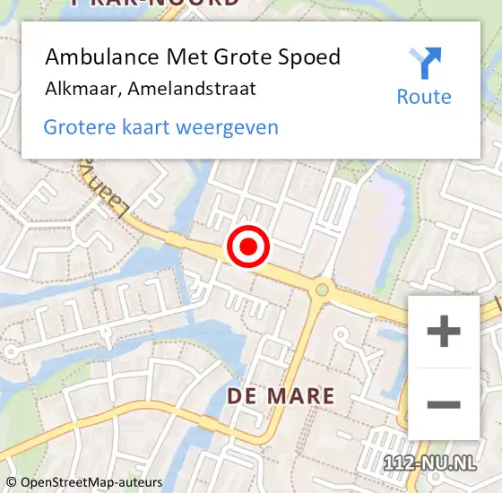 Locatie op kaart van de 112 melding: Ambulance Met Grote Spoed Naar Alkmaar, Amelandstraat op 22 januari 2024 05:14