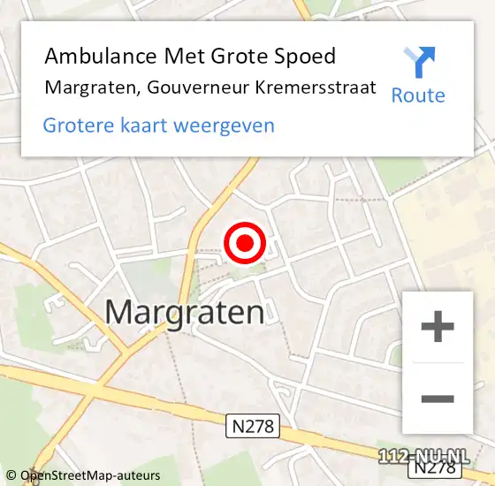 Locatie op kaart van de 112 melding: Ambulance Met Grote Spoed Naar Margraten, Gouverneur Kremersstraat op 15 oktober 2013 12:13