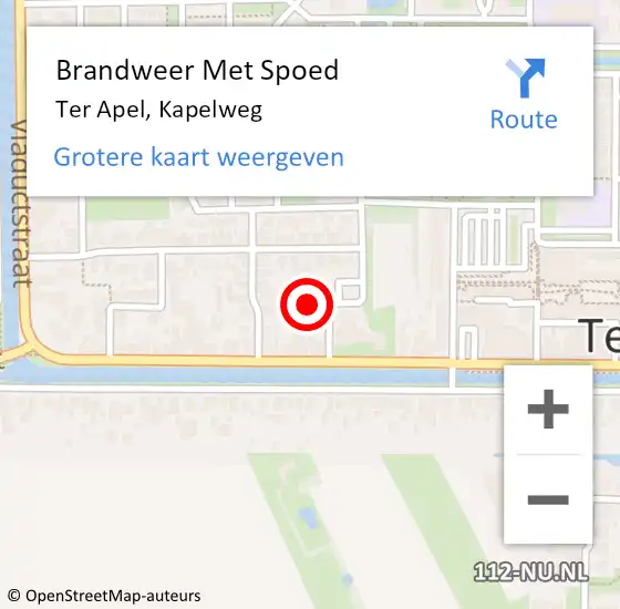 Locatie op kaart van de 112 melding: Brandweer Met Spoed Naar Ter Apel, Kapelweg op 22 januari 2024 05:49