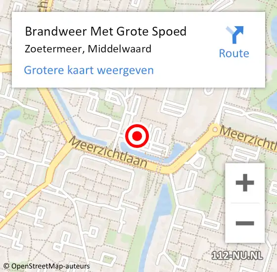 Locatie op kaart van de 112 melding: Brandweer Met Grote Spoed Naar Zoetermeer, Middelwaard op 22 januari 2024 06:15