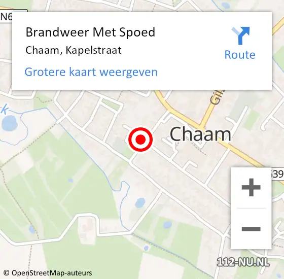 Locatie op kaart van de 112 melding: Brandweer Met Spoed Naar Chaam, Kapelstraat op 22 januari 2024 06:16