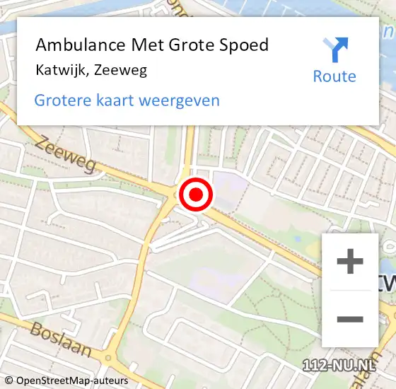 Locatie op kaart van de 112 melding: Ambulance Met Grote Spoed Naar Katwijk, Zeeweg op 22 januari 2024 06:24
