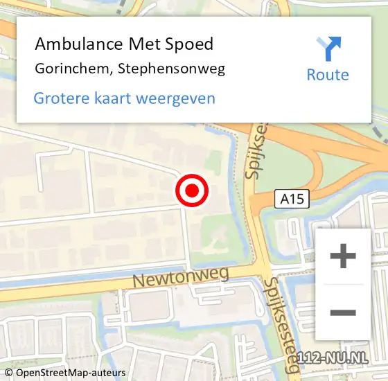 Locatie op kaart van de 112 melding: Ambulance Met Spoed Naar Gorinchem, Stephensonweg op 22 januari 2024 06:54