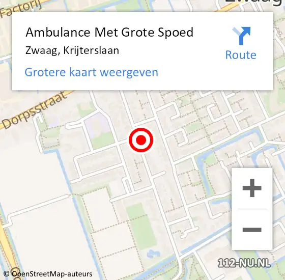 Locatie op kaart van de 112 melding: Ambulance Met Grote Spoed Naar Zwaag, Krijterslaan op 22 januari 2024 07:14