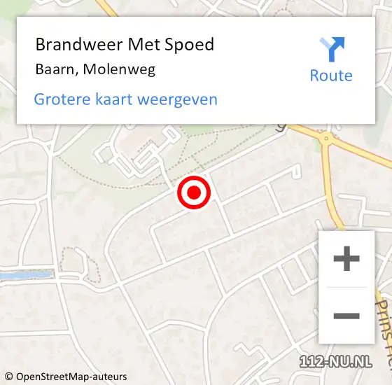 Locatie op kaart van de 112 melding: Brandweer Met Spoed Naar Baarn, Molenweg op 22 januari 2024 07:14