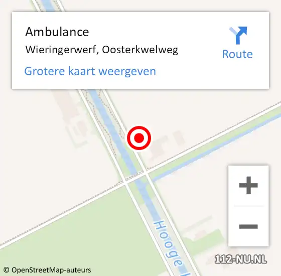 Locatie op kaart van de 112 melding: Ambulance Wieringerwerf, Oosterkwelweg op 22 januari 2024 07:44