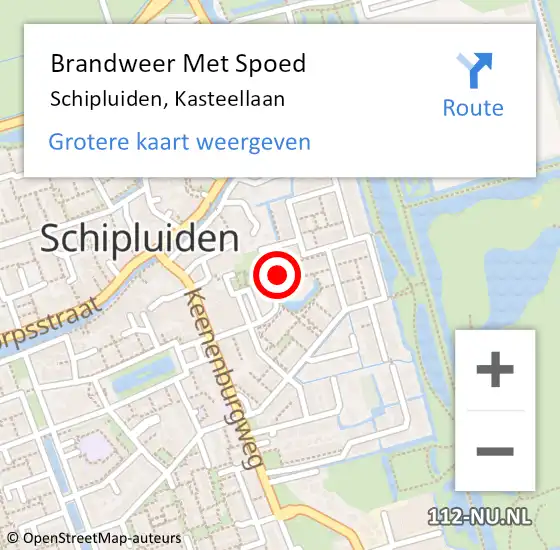 Locatie op kaart van de 112 melding: Brandweer Met Spoed Naar Schipluiden, Kasteellaan op 22 januari 2024 07:49