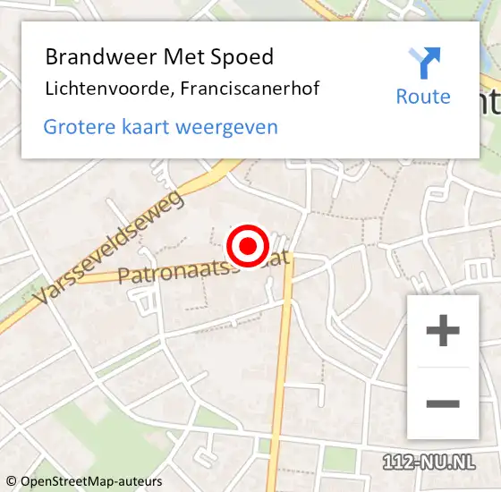 Locatie op kaart van de 112 melding: Brandweer Met Spoed Naar Lichtenvoorde, Franciscanerhof op 22 januari 2024 07:52