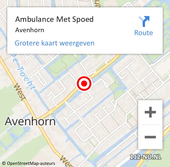Locatie op kaart van de 112 melding: Ambulance Met Spoed Naar Avenhorn op 22 januari 2024 07:56